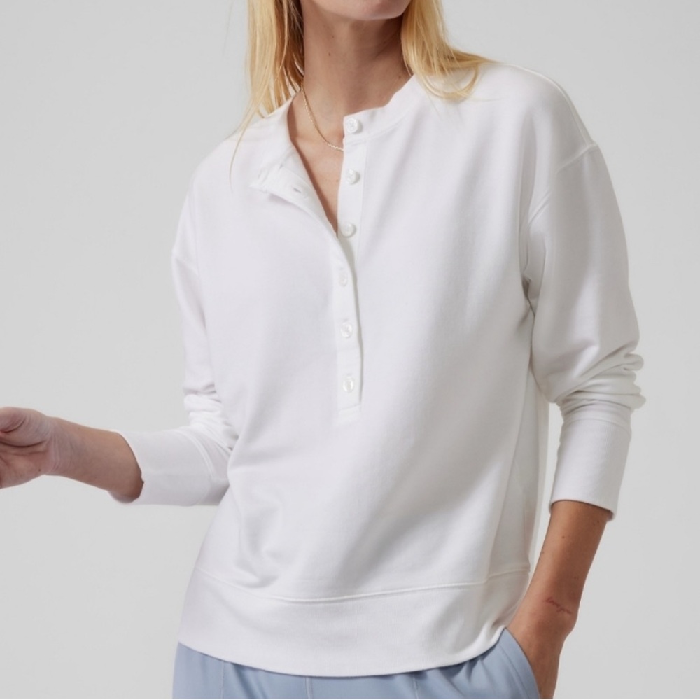 Athleta White Henley Sweatshirt